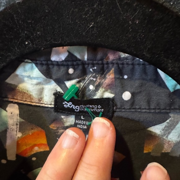 Men’s LRG Colorful Geometric Print Button Up Shirt - Picture 2 of 4